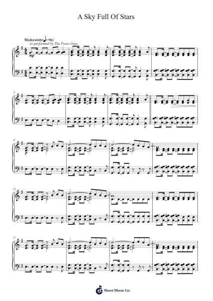 A Sky Full Of Stars Sheet Music by Coldplay-Arr.Simpnence