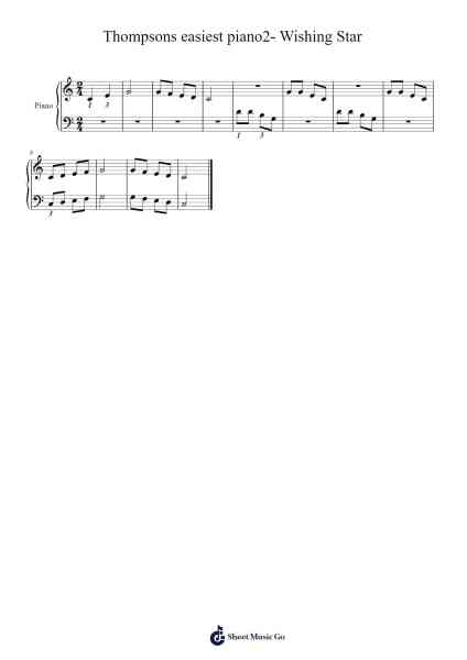 Thompsons easiest piano2- Wishing Star Sheet Music by John Thompson-Arr.Joypoe Willze