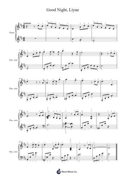Good Night, Liyue Sheet Music by Yu-Peng Chen-Arr.Phillen Gillpont