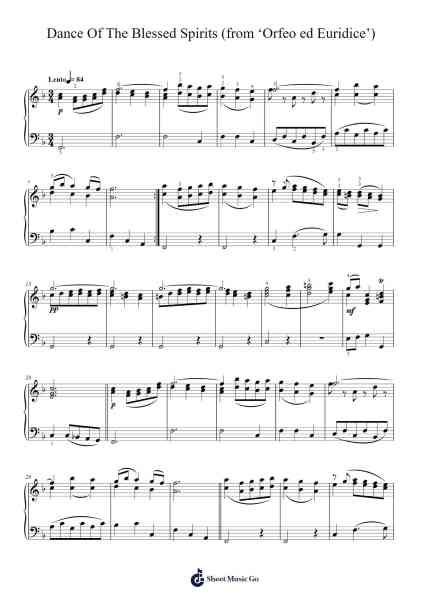 Dance of the Blessed Spirits from Orfeo ed Euridice Sheet Music by Christoph Willibald Gluck-Arr.Minmeg Bobfax