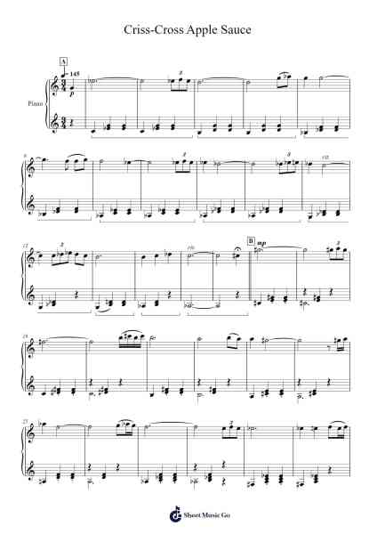 Criss-Cross Apple Sauce Sheet Music by AJ DiSpirito-Arr.Campleign Eli