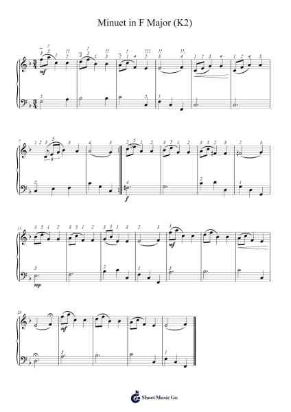 Minuet in F Major, K. 2 Sheet Music by Wolfgang Amadeus Mozart-Arr.Hemike Allain