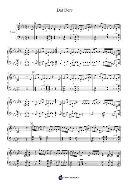 Dat Dere Sheet Music by Bobby Timmons-Arr.Hughlon