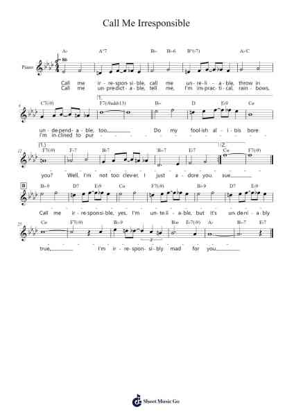 Call Me Irresponsible Sheet Music by Jimmy Van Heusen-Arr.Earmay
