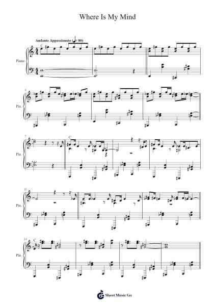 Where is My Mind Sheet Music by Maxence Cyrin-Arr.Thodoreien