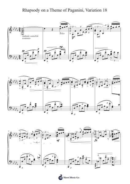 Rhapsody on a Theme of Paganini, Op. 43: Variation XVIII Sheet Music by Sergei Rachmaninoff-Arr.Phillen Gillpont