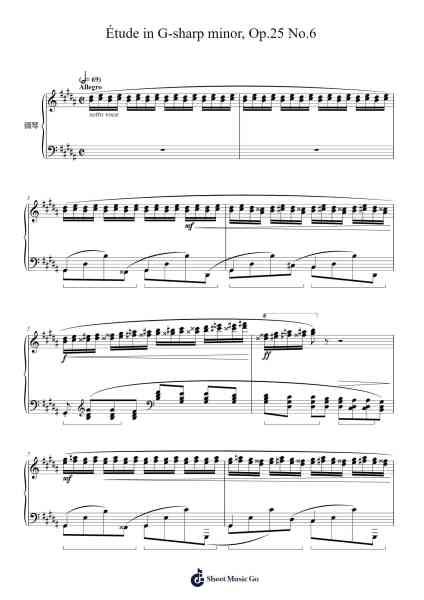 Étude in G-sharp minor, Op. 25 No. 6 "Thirds" Sheet Music by Frédéric Chopin-Arr.Louieby
