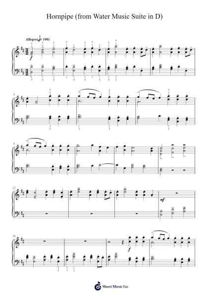 Hornpipe from The Water Music Suite in D Major, HWV 349 Sheet Music by Georg Friedrich Händel-Arr.Tice Charsweet