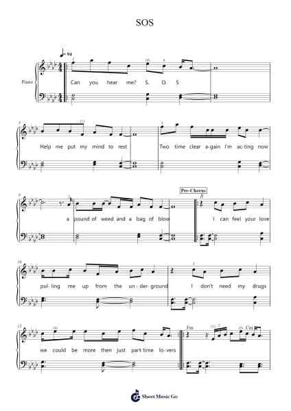 SOS Sheet Music by Avicii-Arr.Comnions Irlay