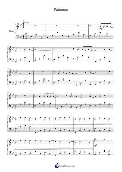 Patience Sheet Music by Take That-Arr.Trismark