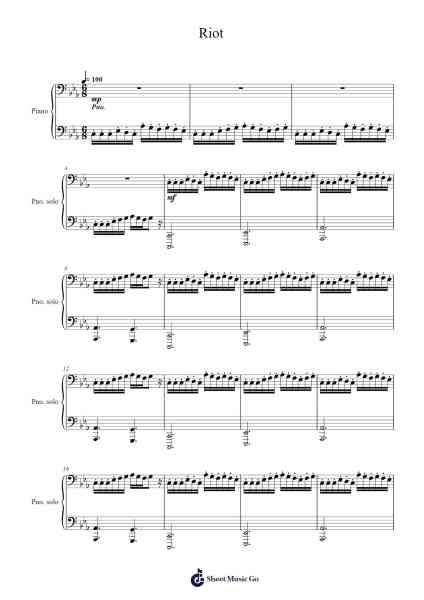 Riot Sheet Music by Three Days Grace-Arr.Relip