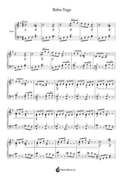 Children's Album: 20. Baba-Yaga Sheet Music by Pyotr Ilyich Tchaikovsky-Arr.Paydice