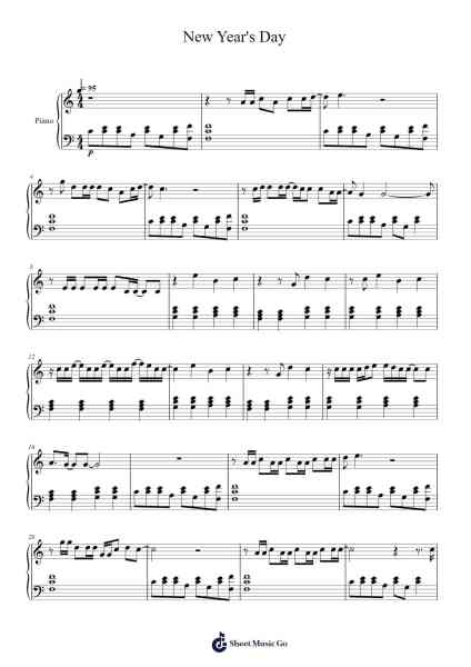New Year's Day Sheet Music by Taylor Swift-Arr.Florid Brylan