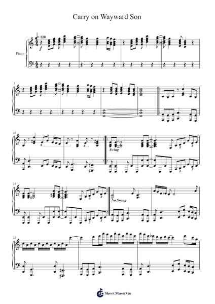 Carry on Wayward Son Sheet Music by Kansas-Arr.Derlian Sumeo