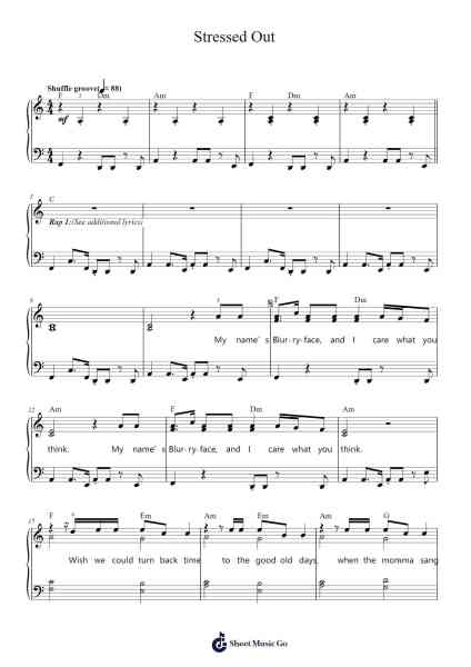 Stressed Out Sheet Music by Twenty One Pilots-Arr.Sidser