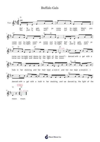 Buffalo Gals Sheet Music by Cool White/John Hodges-Arr.Jannuel Graceche