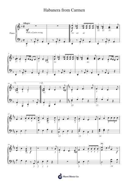 Habanera from Carmen Sheet Music by Georges Bizet-Arr.Cherlian Zimreed