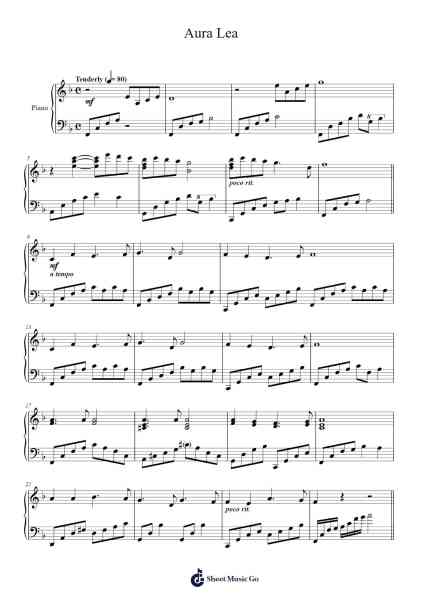 Aura Lea Sheet Music by George R. Poulton-Arr.Cisraine