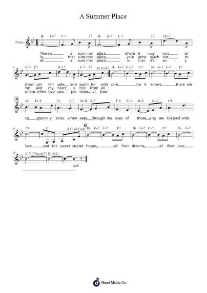 A Summer Place Sheet Music by Max Steiner-Arr.Birlus