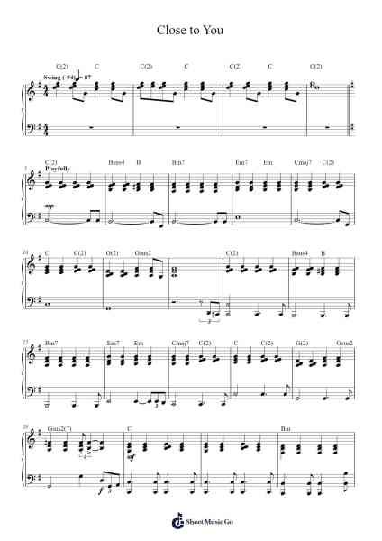 Close to You Sheet Music by Carpenters-Arr.Cofjeames Nyriam