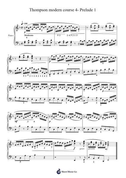 Thompson modern course 4- Prelude 1 Sheet Music by John Thompson-Arr.Latbel Conler