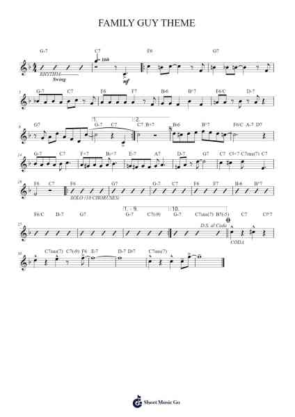 FAMILY GUY THEME Sheet Music by Walter Murphy-Arr.Pastowe Olseph