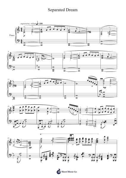 Separated Dream Sheet Music by Yu-Peng Chen-Arr.Bobtab