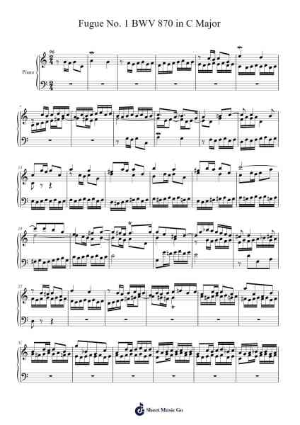 Fugue No. 1 in C Major, BWV 870 Sheet Music by Johann Sebastian Bach-Arr.Camilbeard