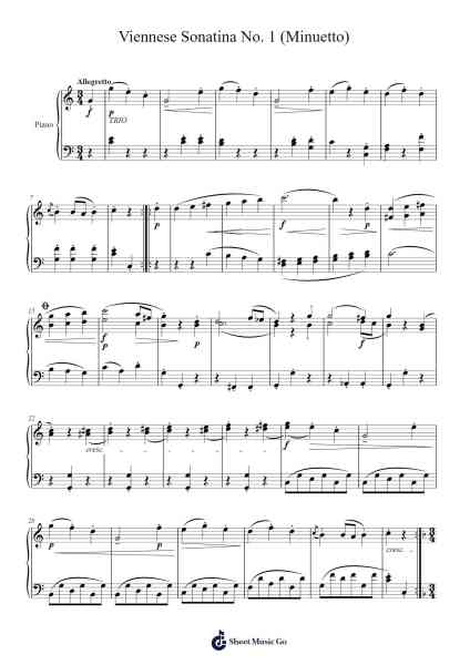 Viennese Sonatina No. 1 in C Major: III. Minuetto Sheet Music by Wolfgang Amadeus Mozart-Arr.Jersoon