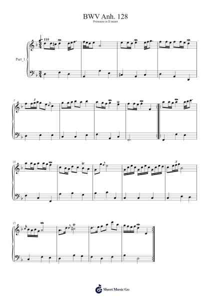 BWV Anh. 128 from Notebook for Anna Magdalena Bach Sheet Music by Johann Sebastian Bach-Arr.Woolfwoolf Hartesopp