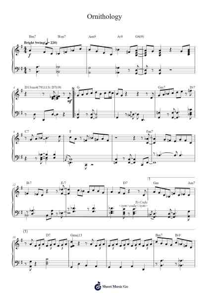 Ornithology Sheet Music by Charlie Parker-Arr.Yetkim Vauglvis