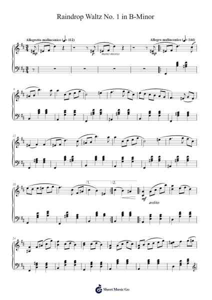 Raindrop Waltz No. 1 in B-Minor Sheet Music by Joshua Kyan Aalampour-Arr.Leifclaire Frankbrooke