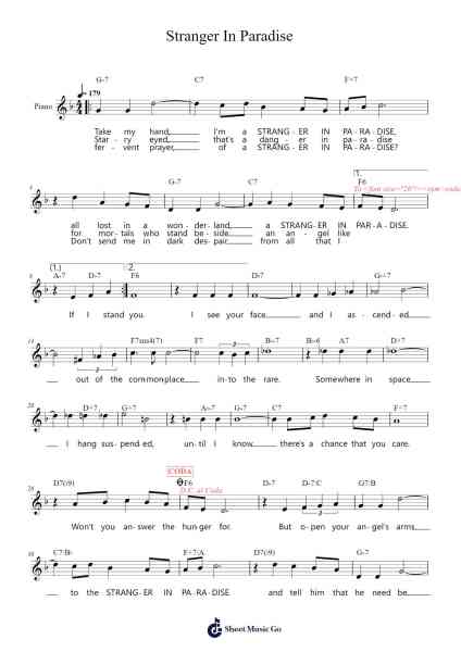 Stranger In Paradise Sheet Music by Tony Bennett-Arr.Gracetience Hodril