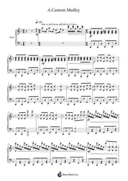 A Cartoon Medley Sheet Music by undefined-Arr.Deirrine Sisibyl