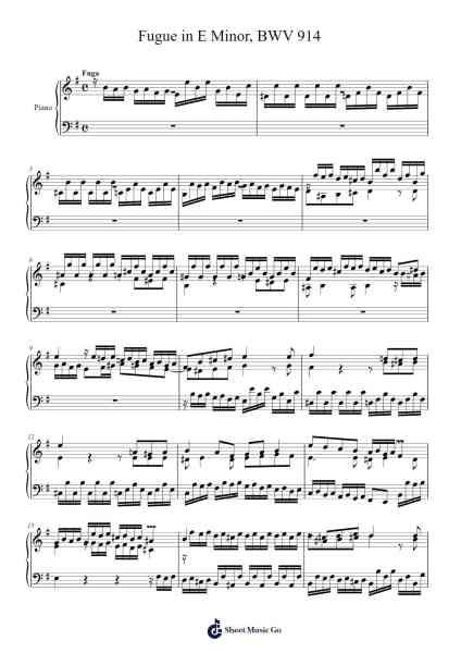 Fugue in E Minor, BWV 914 Sheet Music by Johann Sebastian Bach-Arr.Wesriah
