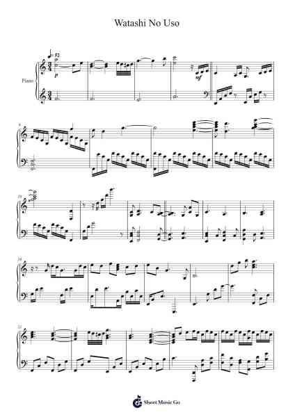 Watashi No Uso Sheet Music by Theister-Arr.Orcolm