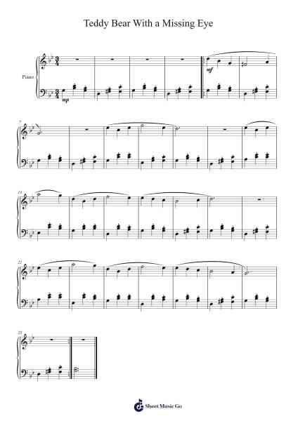 Teddy Bear With a Missing Eye Musica per pianoforte di Pullbush - Arr.Manpiers