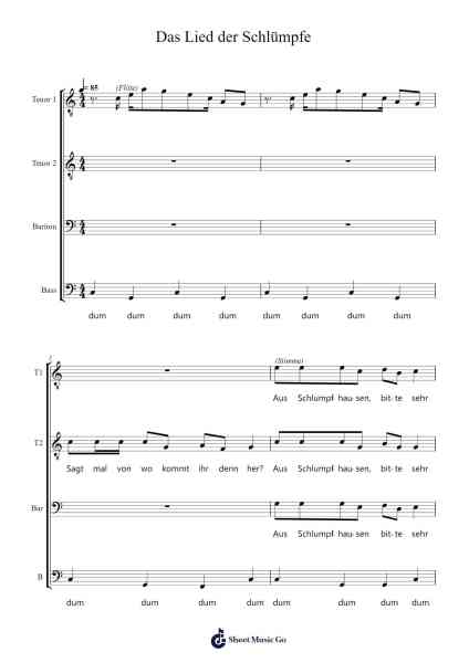 Das Lied der Schlümpfe Sheet Music by Vader Abraham-Arr.Pullzie Willmiles