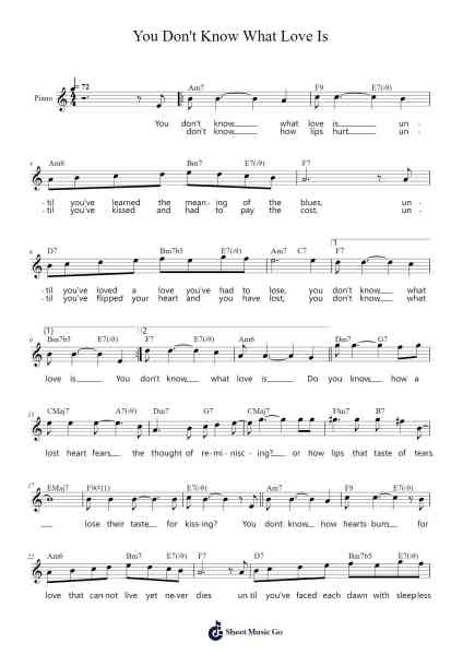 You Don't Know What Love Is Sheet Music by Don Raye/Gene De Paul-Arr.Turdrea