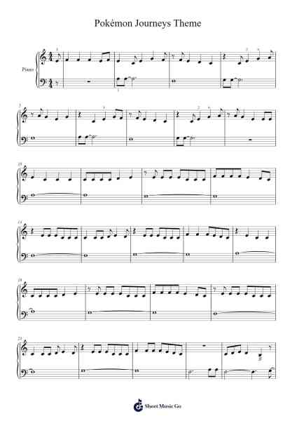 Pokémon Journeys Theme (The Journey Starts Today) Sheet Music by Vogtpeare-Arr.Clairenor Jouvic