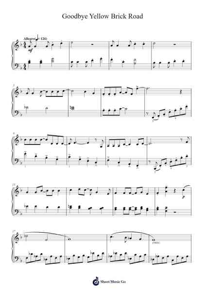 Goodbye Yellow Brick Road Sheet Music by Elton John-Arr.Webbjohn Zafy