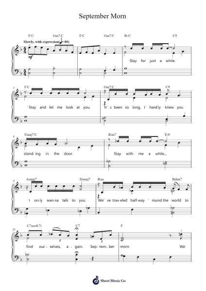 September Morn Sheet Music by Neil Diamond-Arr.Springqe