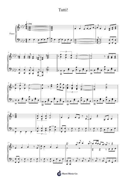 Tutti! Sheet Music by Kitauji Quartet-Arr.Bownio Elroytier