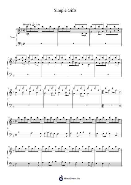 Simple Gifts Sheet Music by Joseph Brackett-Arr.Gunsea Holmesbob