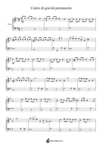 Centro di gravità permanente Sheet Music by Franco Battiato-Arr.Primeg