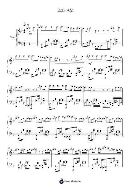 2:23 AM Sheet Music by しゃろう-Arr.Tifliz