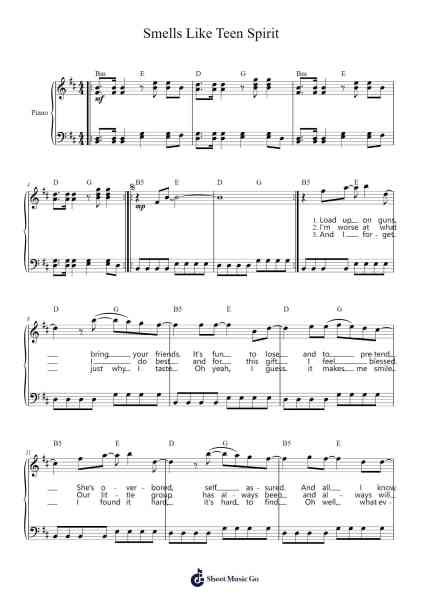 Smells Like Teen Spirit Sheet Music by Kurt Cobain-Arr.Manreade