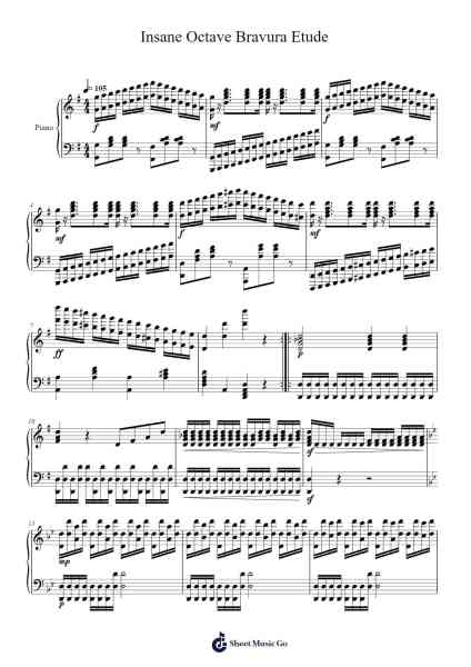 Insane Octave Bravura Etude Sheet Music by James Wei-Arr.Marhum