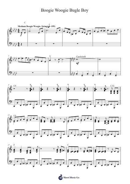 Boogie Woogie Bugle Boy Sheet Music by The Andrews Sisters-Arr.Hewdys