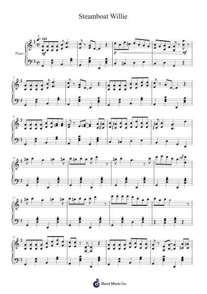 Steamboat Willie Sheet Music by Misc Soundtrack-Arr.Louisron Whitemax